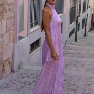 CALÇA LAVANDA PLISSADA
