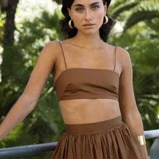 CROP TOP CASTANHO CAMBRAIA