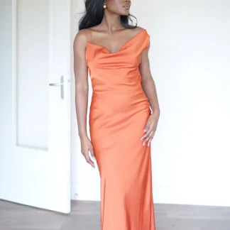 VESTIDO TELHA FLUIDO COMPRIDO