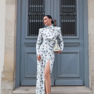 VESTIDO LINHO FLORAL AZUL