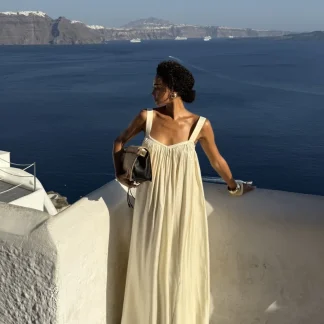 VESTIDO LONGO PÉROLA ACETINADO COSTAS ABERTAS