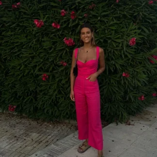 CALÇA DE LINHO FÚCSIA