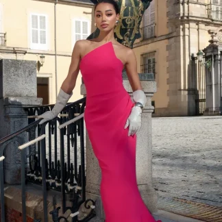 VESTIDO FÚCSIA ASSIMÉTRICO