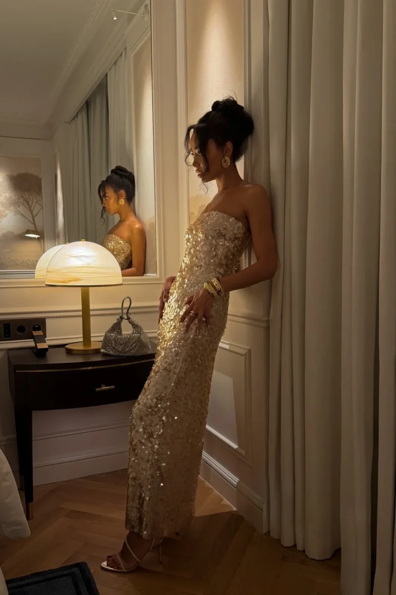VESTIDO DOURADO DECOTE RETO - Image 4