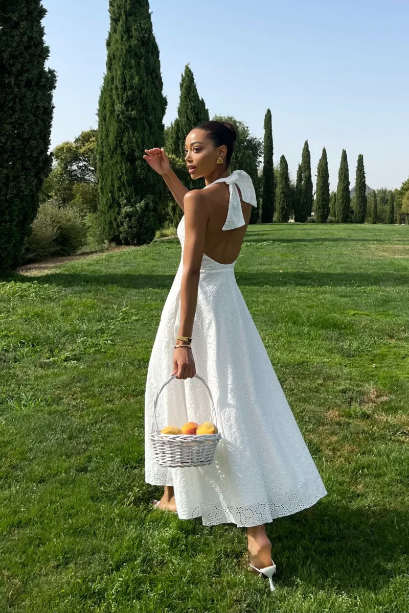 VESTIDO FLOR BORDADO INLGÊS BRANCO - Image 3