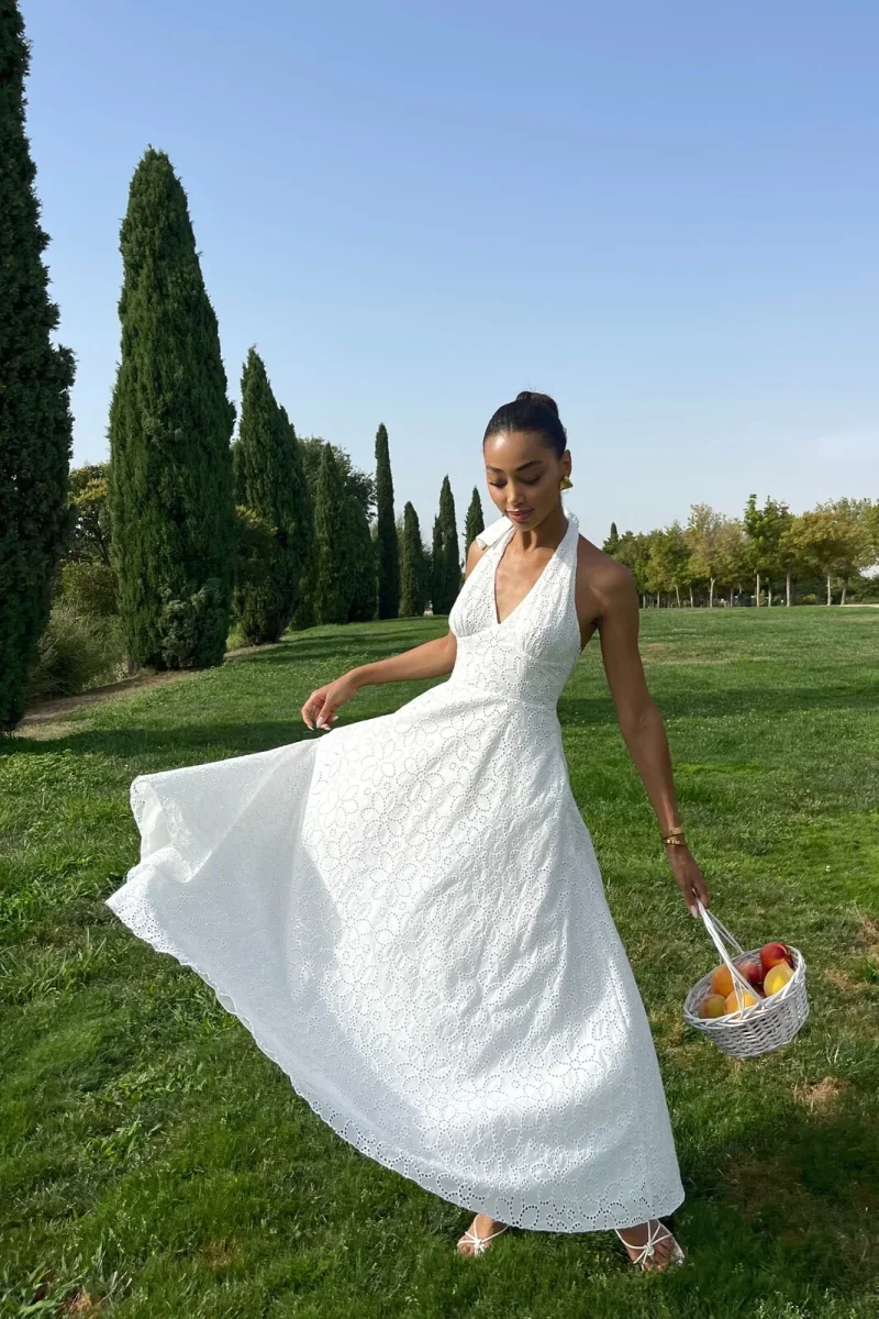 VESTIDO FLOR BORDADO INLGÊS BRANCO