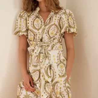 Camisa Pilar Bordada Caqui