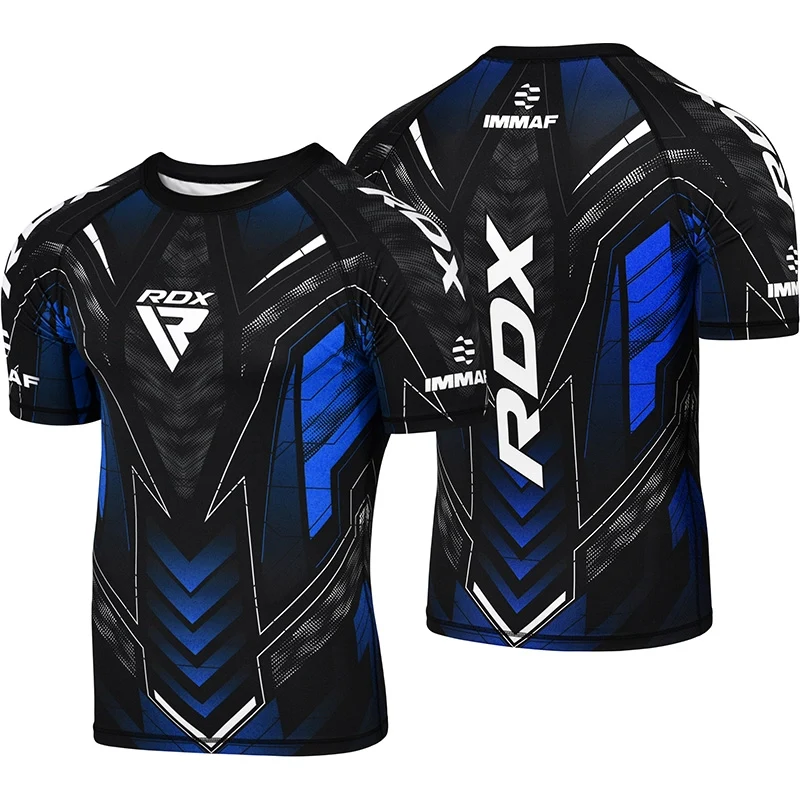 RDX aprovada pelo IMMAF Camisa de compressão de manga curta Azul - Image 4