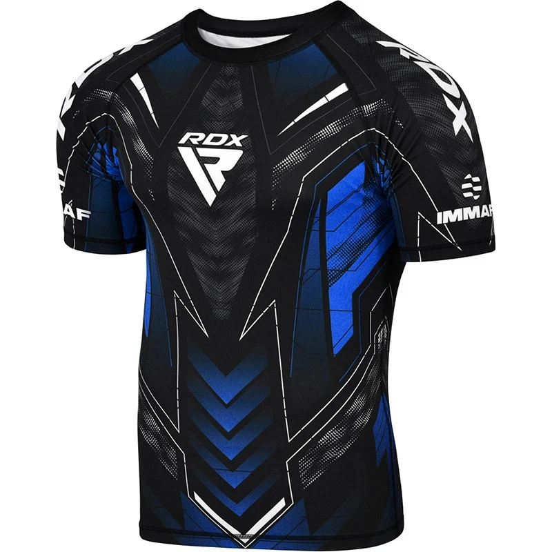 RDX aprovada pelo IMMAF Camisa de compressão de manga curta Azul