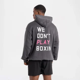 Sweatshirt Boxraw We Don't Play Boxing oversize com capuz Cinza-rosa