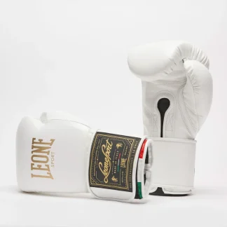 Luvas de Boxe Leone Desporto Orlando Tricolore com velcro Branco