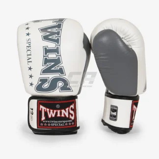 Luvas de Muay Thai Twins Special BGVL 8 Branco-cinza