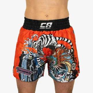 Calções de Kickboxing-Thai Combat Arena Yin Yang Battle Vermelho