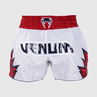 Calções de Kickboxing-Thai Venum Inferno Branco-vermelho