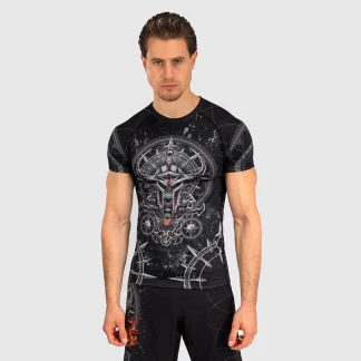 Rashguard Venum Gladiator 5.0 mangas curtas Preto-Prata