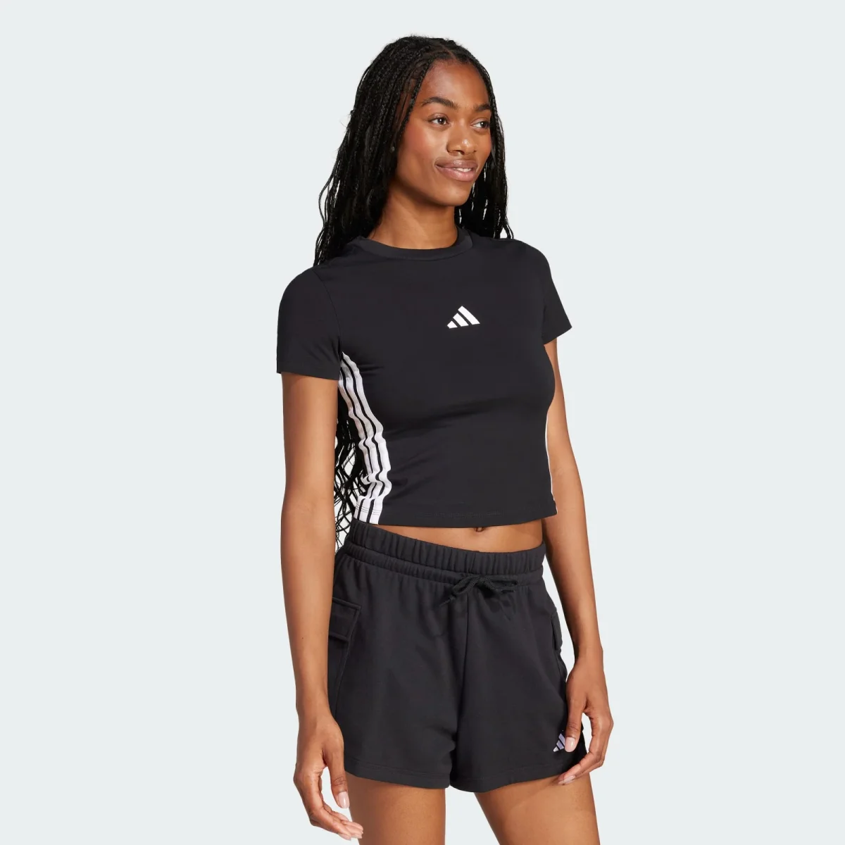 T-shirts de Algodão Justa Mulher Adidas 3 Stripes Essentials - Image 3