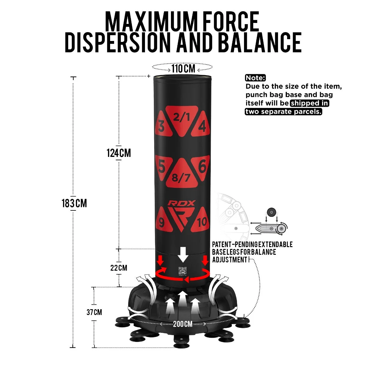 RDX KT Ronin 6ft C Saco de Punção Vermelho com Almofadas - Image 5